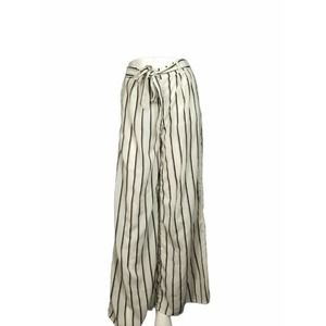 Papermoon Women's Wide Leg Pants Striped Black White Paper bag Size Small